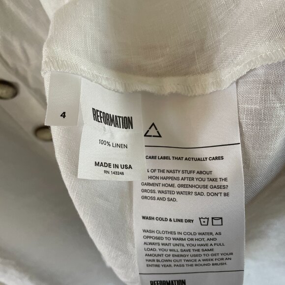 Reformation Thelma white linen Midi Summer Sun Dress 4 - Picture 5 of 10